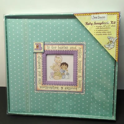 Kit de álbum de recortes vintage para bebé Janie Dawson 12x12 papeles de álbum, pegatinas, sin ácido  Foto 1 de 4