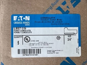 Crouse-Hinds Unilet 3/4" LB27 CG Heavy Cast 90 Degree Elbow Threaded Lot Of 5 - Picture 1 of 6