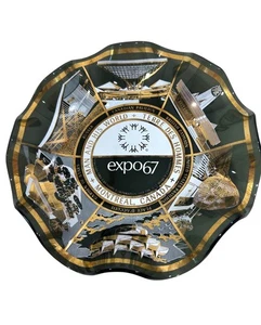 Expo 67 Glas Süßigkeiten Schmuck Schale Weltausstellung Souvenir geriffelt Montreal Kanada Lo - Bild 1 von 16