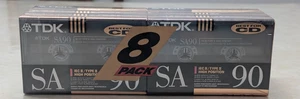 TDK 8 Pack Blank Cassette Tapes SA 90 High Bias Super Avilyn - Factory Sealed - Picture 1 of 4
