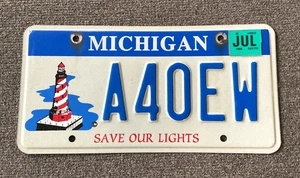 SELTEN 2008 MICHIGAN SAVE OUR LIGHTS LEUCHTTURM LICHTHAUS NUMMERNSCHILD ORIGINAL - Bild 1 von 2