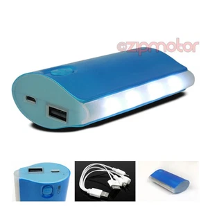 5200MAH PORTABLE BATTERY CHARGER USB BLUE NOKIA LUMIA 920 1020 HTC ONE X Z10 Q10 - Photo 1 sur 1