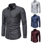 Casual Lapel Shirt for Men Long Sleeve Button Blouse with Print Design