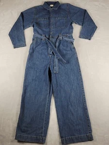 Levi's Denim Button Up Jumpsuit Women's Medium Blue Belted Wide Leg - Picture 1 of 13