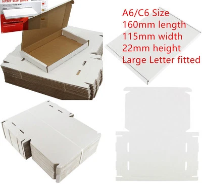 50x WHITE C6 A6 BOX 115x160x22mm ROYAL MAIL LARGE LETTER POSTAL CARDBOARD PIP 4U