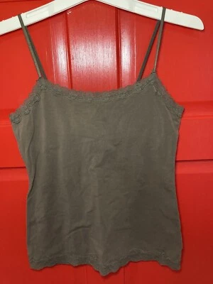 Camiseta sin mangas Sonoma marrón para mujer con sujetador estante encaje ribete correas ajustables pequeña Foto 1 de 4