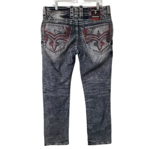 Neu mit Etikett! Rock Revival Arlo Alt Straight Distressed Denim Jeans Größe 36X32 - Bild 1 von 6