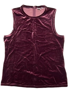 NWT GAP Velvet Velour Tank Top Sz M-XL Burgundy Purple Stretch Zip #519317 - Picture 1 of 7