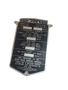 Vintage Nash Service Guide Plate Series 4900 NOS Antique Car ID Badge Part #E - Picture 1 of 6