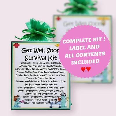 Get Well Soon Survival Kit ~ Fun Novelty Gift & Greetings Card | Get Well Card - Image 1 of 4