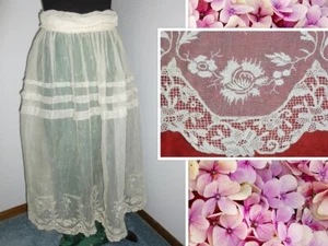 Antique Victorian Skirt / c1800s Point de Venice Lace Victorian Edwardian Skirt - Picture 1 of 12