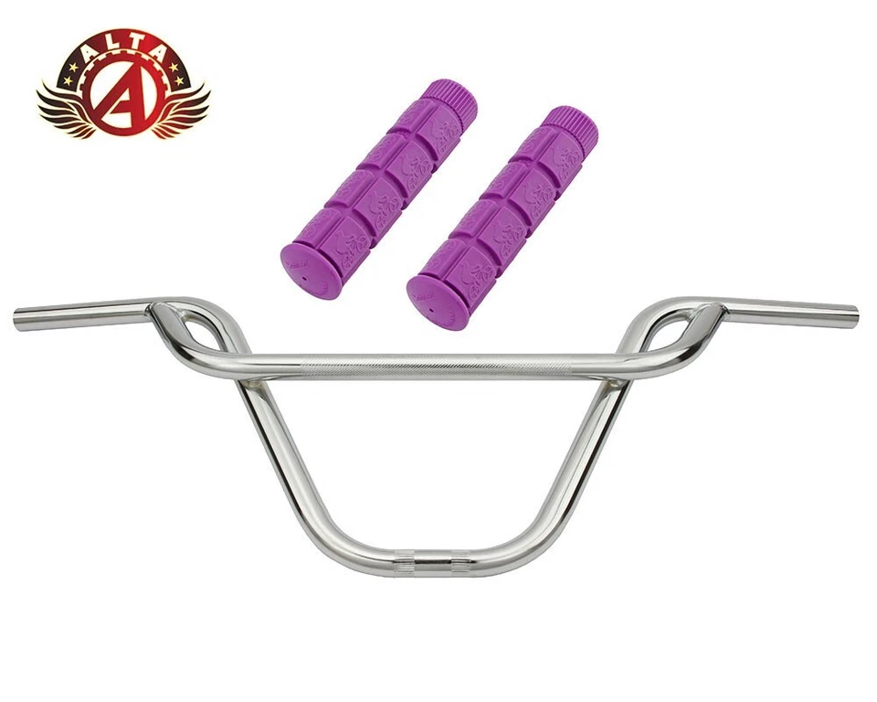 Manillar cromado PRETZEL ALTA BMX Old School con empuñaduras estilo BMX BLOQUE. Foto 1 de 1