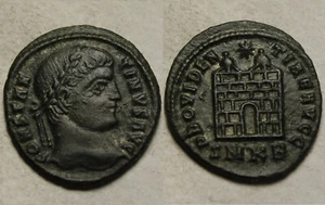 Rare Original Ancient Roman coin Constantine I 326AD Camp gate Star Cyzicus mint - Picture 1 of 4