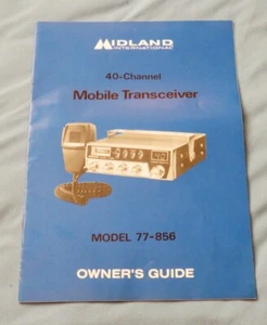 Midland 77-856 Propietarios Guía Manual 40 Canales TRANSCEPTOR Móvil Radio CB 1977 - Imagen 1 de 3