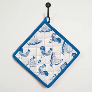Blue and White Chickens Pot Holder - Picture 1 of 1