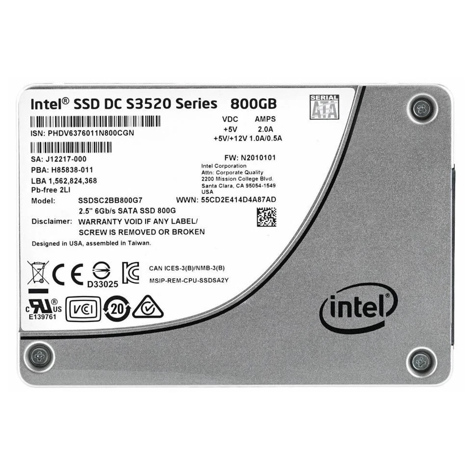 Intel DC S3520 Series 800GB SSD 2.5”6Gb/s SATA SSDSC2BB800G7 Solid State Drive - Image 1 of 1