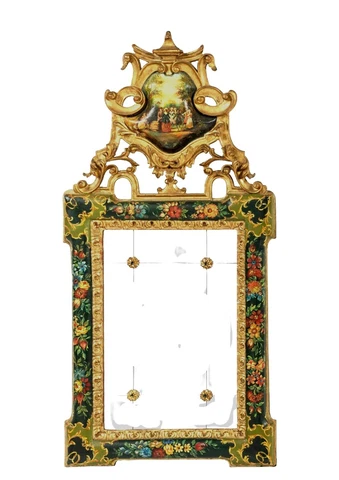Antique Mirror, Gilt, Venetian Painted,  Courtship Scene,  19-20th C.!! Cover