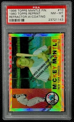 Topps Finest #10 Mickey Mantle 1960 1996 refractor RP con revestimiento raro PSA 8 casi nuevo-como nuevo Foto 1 de 2