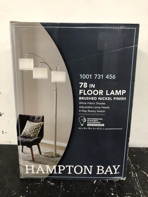 Hampton bay AF40818SA 78 in. Height 3-Arc Floor Lamp - Brushed Nickel Finish - Image 1 of 4