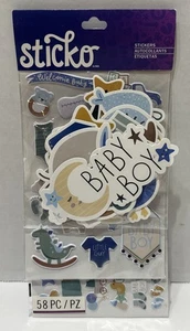 Baby Boy Sticker Flip-Pack 58pc Sticko Scrapbook Die Cuts  Embellishments NEW - Picture 1 of 13