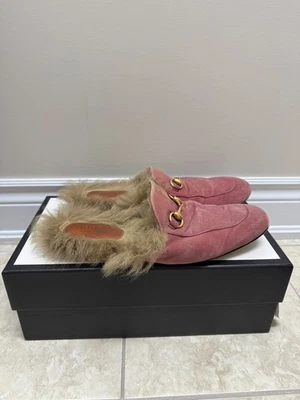 Gucci Red Horsebit Fur Loafers Mens 10 Used With Box - Image 1 of 4