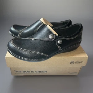 Ballerine IOB donna Clarks Ashland Lane Q nere in pelle slipon taglia 11 W - Foto 1 di 9