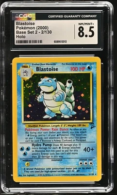 CGC 8.5 Blastoise 2000 Base Set 2 2/130 Holo SWIRL Pokemon Card - Image 1 of 2