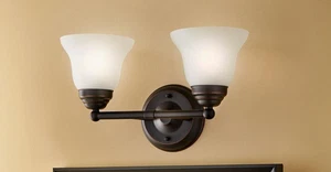 Hampton Bay Badezimmer Waschtischleuchte 2 Lichter Bronze mit Ölschliff PA - Bild 1 von 6