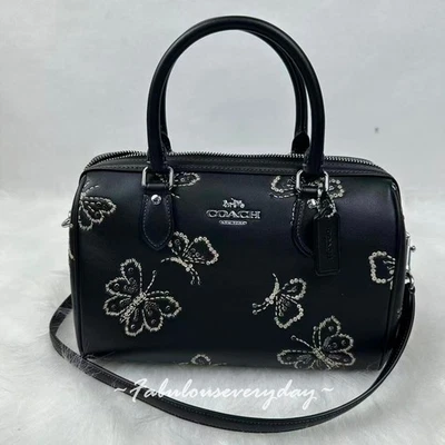 Coach Rowan Satchel Bag Crossbody With Butterfly Print In Black CCK88 NWT - Image 1 of 4