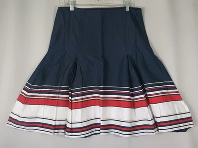 Женская юбка New York Co 12 темно-синяя морская матросская в полоску патриотический хлопок - Изображение 1 из 4