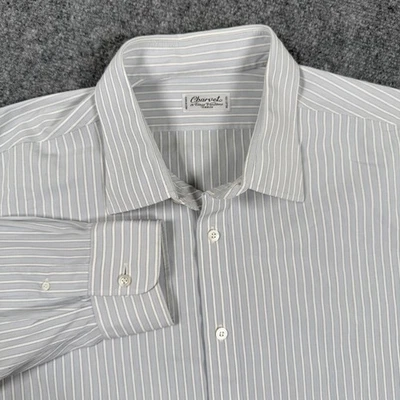 Camisa Charvet Paris Abotonada 100% Algodón Rayas Manga Larga Defecto Para Hombre Foto 1 de 4