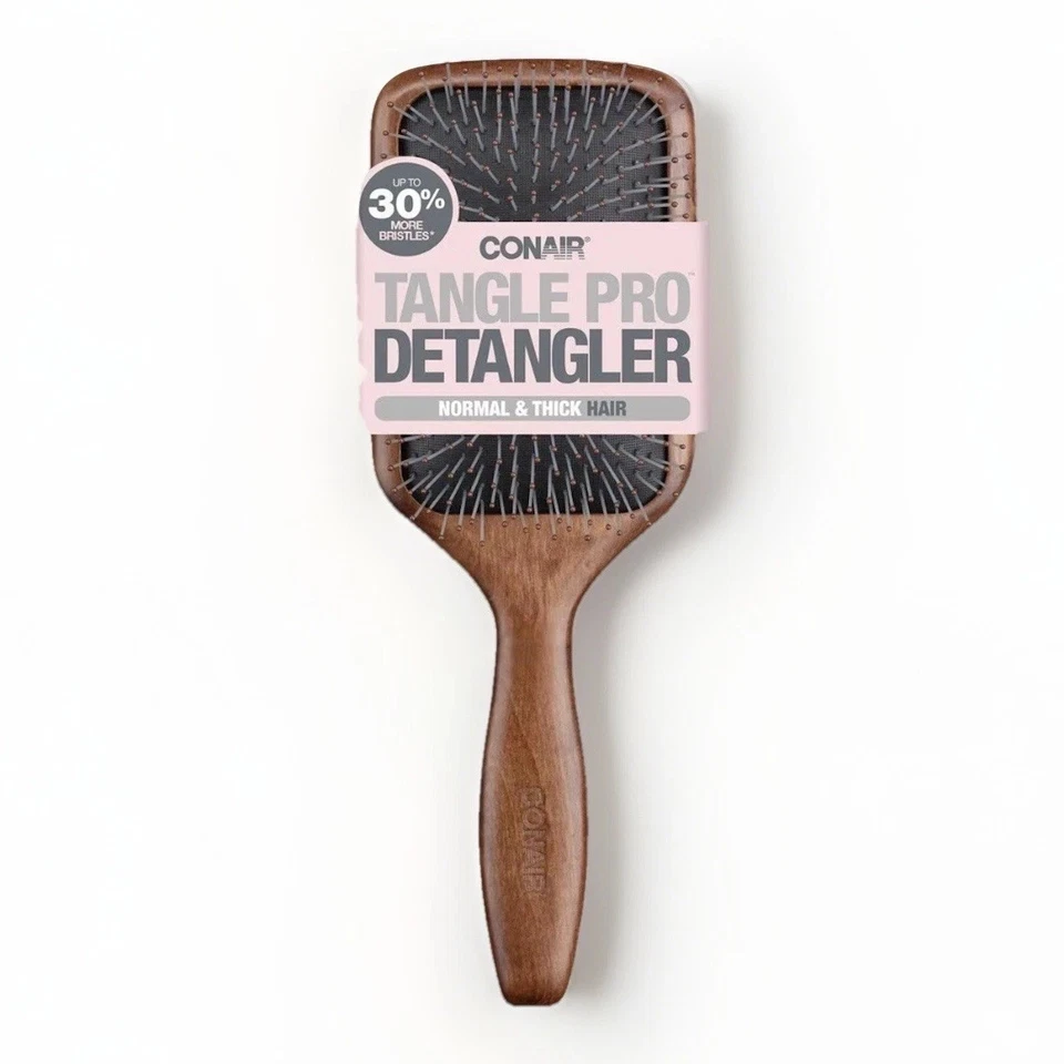 Conair Natural Tangle Pro Hair Detangler Wood Paddle Brush Gentle For Thick Hair - Image 1 of 1