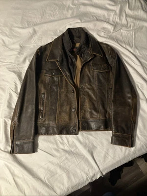 Tre Vero Brown Leather Jacket Augusto Collection Dillards Excellent Condition - Image 1 of 4