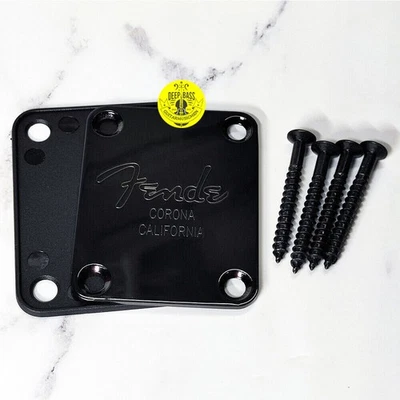 Placa de cuello de guitarra eléctrica Fender Strat Tele grabado negro CORONA CALIFORNIA - Imagen 1 de 4