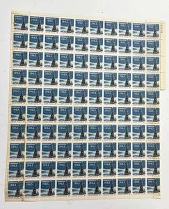 * Vintage 1963 Christmas Mint Stamp Sheet of 100 - Picture 1 of 1