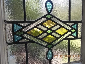 Older English Art Deco Leaded Stained-Glass Window 18 5/8" X 19 5/8" 0 S&H Added - Picture 1 of 14
