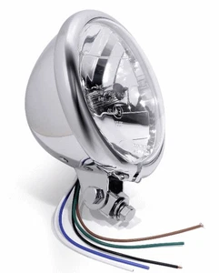 5¾" Scheinwerfer Chrom H4 Klarglas  Bates-Style für Harley Suzuki Universal - Picture 1 of 5