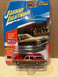 1/64 JOHNNY LIGHTNING MIJO EXCLUSIVES 1973 CHEVROLET CAPRICE ESTATE WAGON RED - Picture 1 of 2