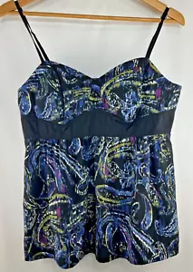 ELLE Large Women's Top Adjustable Spaghetti Strap Paisley Print Elegant Style - Picture 1 of 6