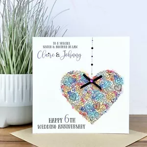 Biglietto di anniversario di matrimonio personalizzato fatto a mano, amici, figlia, figlio - Foto 1 di 2