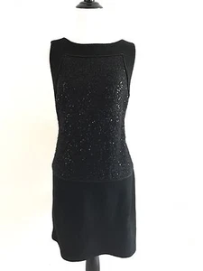 Ann Taylor Loft Damen Größe 4 Schwarz Etuikleid Pailletten Ärmellos Formell - Bild 1 von 12