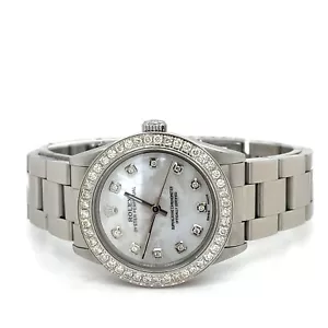 Rolex 31mm Oyster Perpetual 1ct Diamonds MOP Dial Steel Watch - Picture 1 of 9