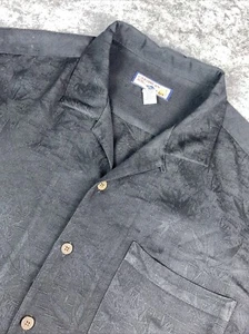 Caribbean Joe Let Go Herren XL Schwarz Hawaii Tropical Kurzarm Knopfleiste - Bild 1 von 11