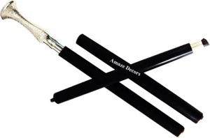 40" Vintage Brass Handle Wooden Walking Stick Designer Black Wood Cane Victorian - Picture 1 of 4