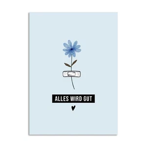 Postkarte ALLES wird GUT Genesungskarte Geschenk Gute Besserung - Picture 1 of 4