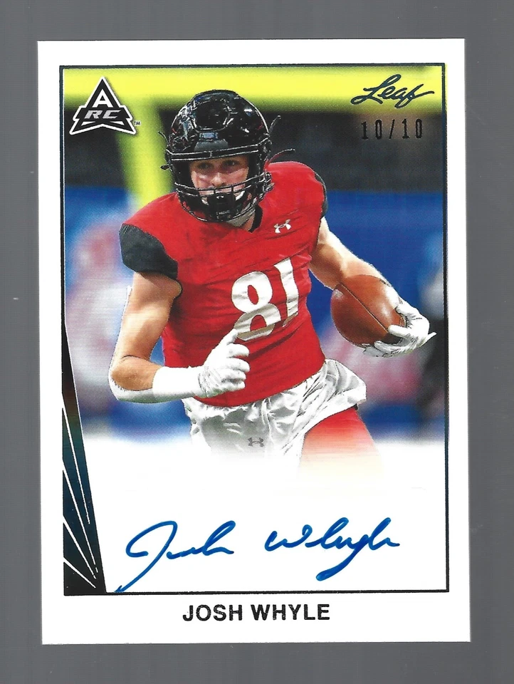 Josh Whyle AUTOGRAPH /10 Black RC Cincinnati Bearcats 2021 Leaf Memories AUTO - Image 1 of 2