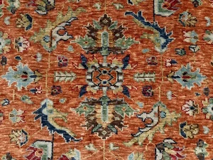 8x10 RUST RUG COLORFUL OUSHAK HANDMADE handwoven wool oriental NEW blue coral ft - Picture 1 of 23