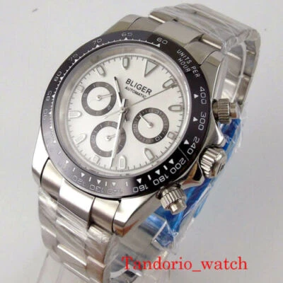 Relógio automático masculino de luxo 39 mm Bliger vidro de safira pulseira de aço inoxidável  - Imagem 1 de 4