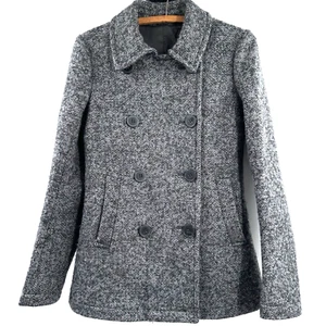 Theory Womens Wool Mohair Blend Pea Coat P XS Katarina Grey Double Breasted - Picture 1 of 10