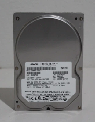 Hitachi Deskstar 160GB 3.5" SATA HDD – 7200RPM HDS721616PLA380 - Tested - Image 1 of 4
